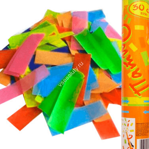 Хлопушка 30см Конфетти Пати бумажное разноцветное (прямоугольники)