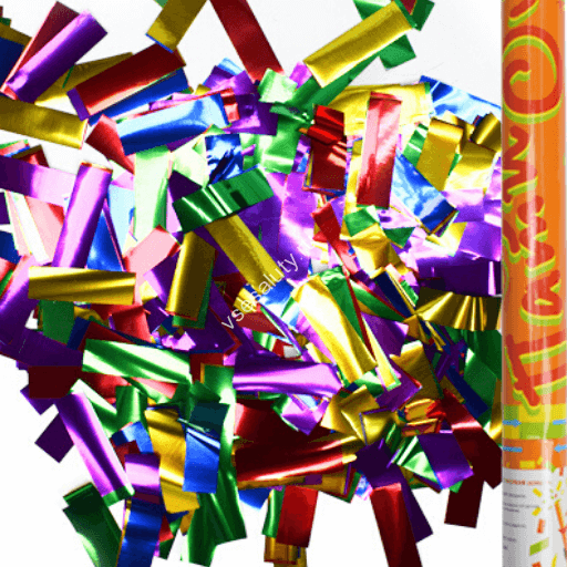 Хлопушка 60см Конфетти фольгированное разноцветное (прямоугольники)