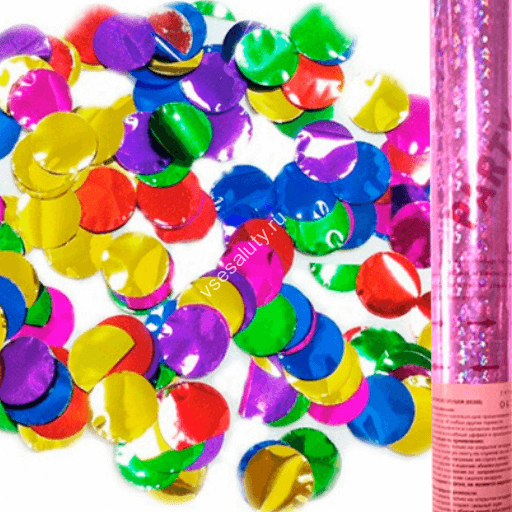 Хлопушка 30см Конфетти фольгированное разноцветное (кружки)