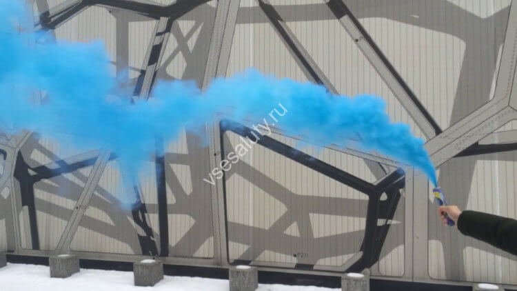 Цветной дым, факел дымовой синий Дерби (1 мин)